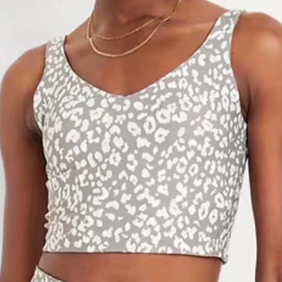 Old Navy Light Support PowerSoft Longline Sports Bra (M) Grey Cheetah NWT! - Picture 1 of 9